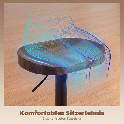 Verstellbare Sattelbarhocker, Ulmenholz, 2er-Set