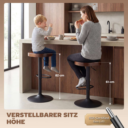 Verstellbare Sattelbarhocker, Ulmenholz, 2er-Set