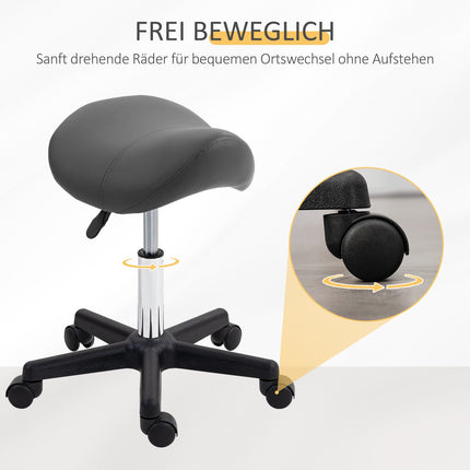 Verstellbarer Sattelhocker, Kunstleder schwarz, 120 kg Tragkraft
