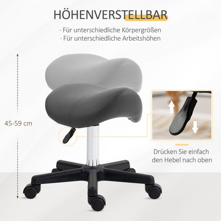 Verstellbarer Sattelhocker, Kunstleder schwarz, 120 kg Tragkraft