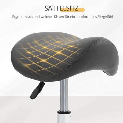 Verstellbarer Sattelhocker, Kunstleder schwarz, 120 kg Tragkraft