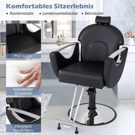 Fauteuil de salon réglable avec appui-tête et rotation à 360°, noir