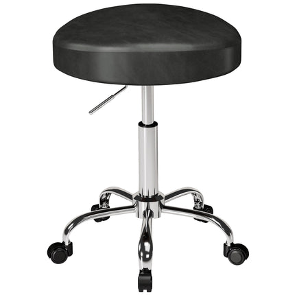 Tabouret de salon réglable en cuir PU noir, pivotant à 360°