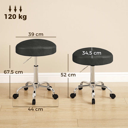 Tabouret de salon réglable en cuir PU noir, pivotant à 360°
