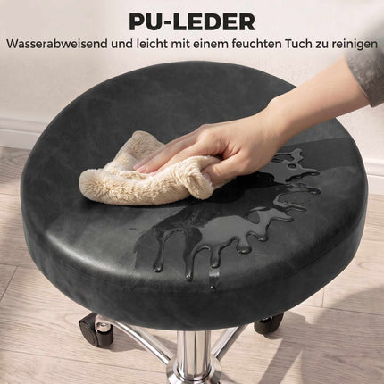 Tabouret de salon réglable en cuir PU noir, pivotant à 360°