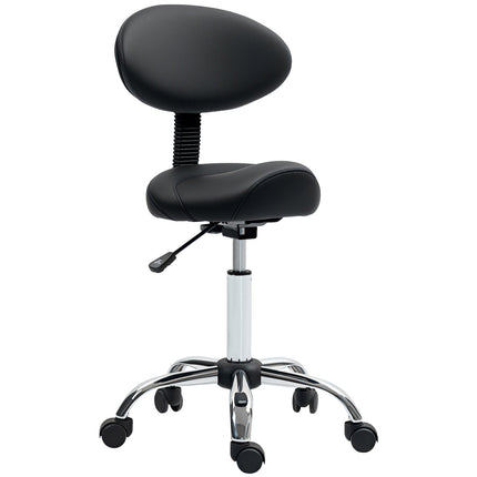 Verstellbarer Salonhocker mit Rollen – Schwarz, Kunstleder