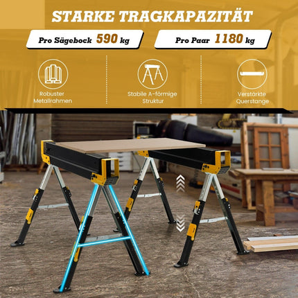 Verstellbares Sägebock-Paar, 1180 kg Tragkraft, faltbar