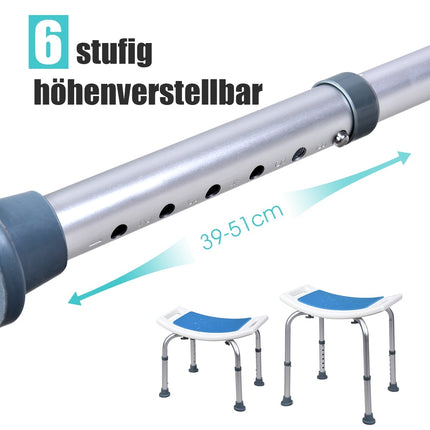 Verstellbarer Duschhocker, 150 kg Tragfähigkeit, rutschfester Sitz