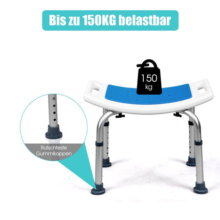 Verstellbarer Duschhocker, 150 kg Tragfähigkeit, rutschfester Sitz