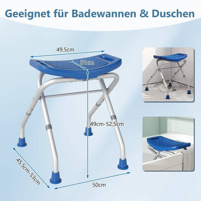 Tabouret de douche réglable, pieds en caoutchouc antidérapants, capacité de charge de 150 kg