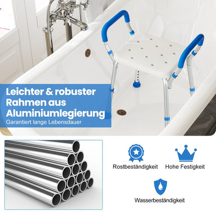 Tabouret de douche réglable avec pieds antidérapants, capacité de charge de 100 kg