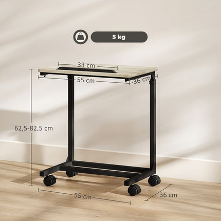 Table d'appoint réglable avec roulettes, cadre en métal, inclinable