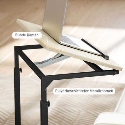 Table d'appoint réglable avec roulettes, cadre en métal, inclinable