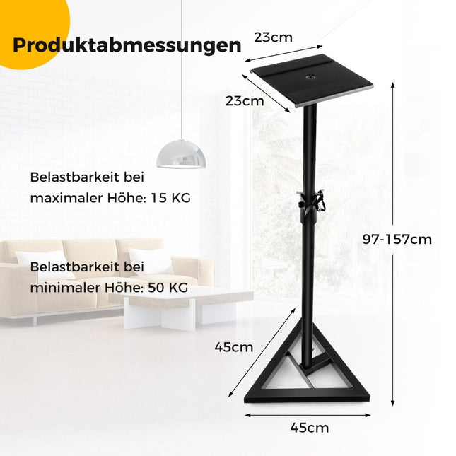 Verstellbare Lautsprecherständer, 97-157 cm, 50 kg Tragkraft, Schwarz