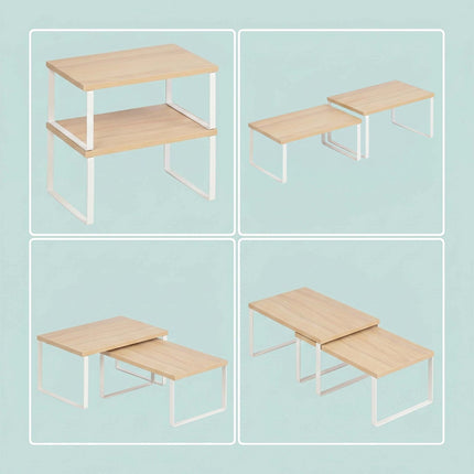 Ensemble de porte-épices réglable, MDF et fer, 2 tailles