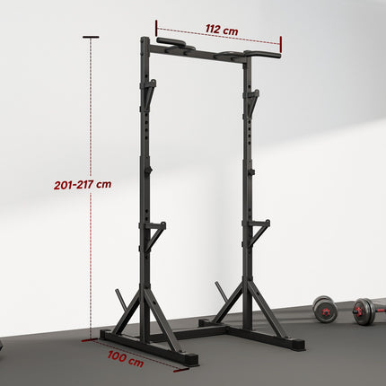 Verstellbares Squat Rack mit Klimmzugstange, 200 kg, Schwarz