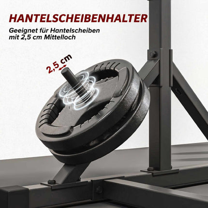 Verstellbares Squat Rack mit Klimmzugstange, 200 kg, Schwarz