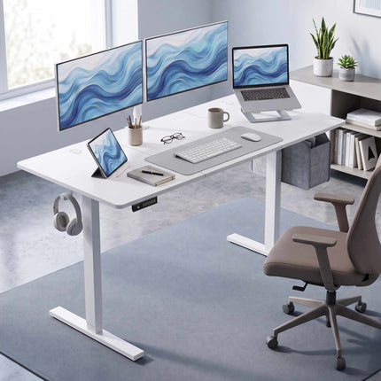 Höhenverstellbarer Stehschreibtisch mit Memory-Funktion, LED-Anzeige, Weiß