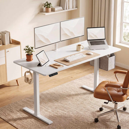 Höhenverstellbarer Stehschreibtisch mit Memory-Funktion, LED-Anzeige, Weiß