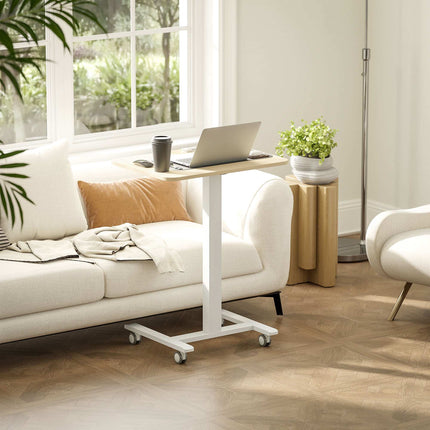 Bureau assis-debout réglable à roulettes, 65 x 48 x 68-108 cm, jaune