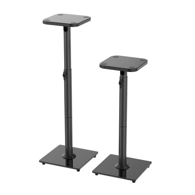 Paire de supports d'enceintes réglables en acier et verre