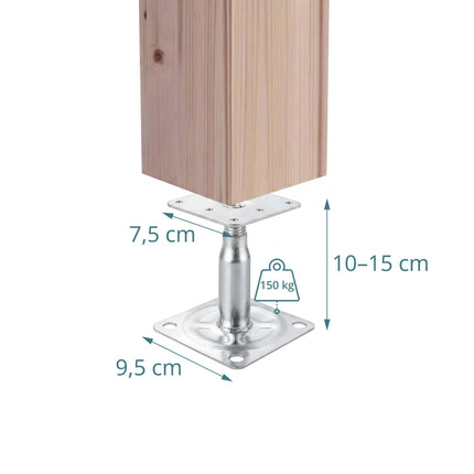 Supports de poteaux en acier réglables, ensemble de 4 – Argent