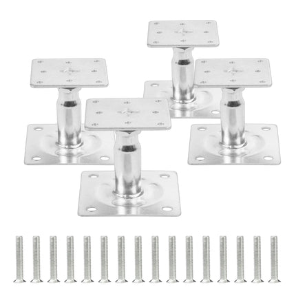 Supports de poteaux en acier réglables, ensemble de 4 – Argent