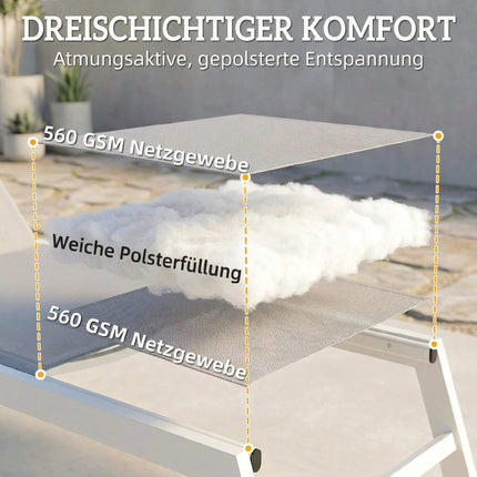 Verstellbare Sonnenliege, atmungsaktiver Stoff, Aluminiumrahmen
