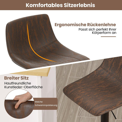 Verstellbares Barhocker-Set mit Drehfunktion, Braun, 60–82 cm