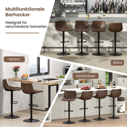 Verstellbares Barhocker-Set mit Drehfunktion, Braun, 60–82 cm