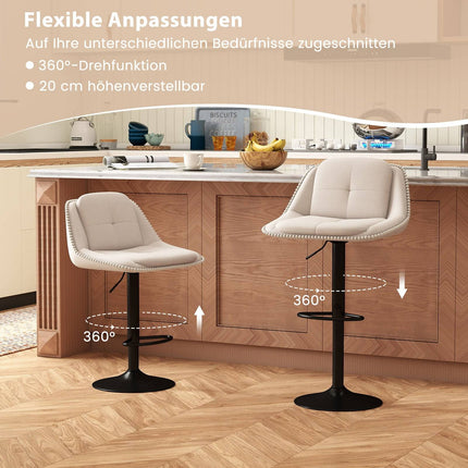 Verstellbare Barhocker, 2er-Set, Beige