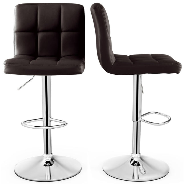 2er Set verstellbare Barhocker mit Drehfunktion, Kunstleder, Braun