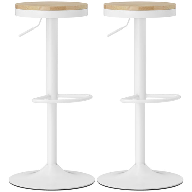 Verstellbare Barhocker mit Drehfunktion, 2er-Set, Holz & Stahl