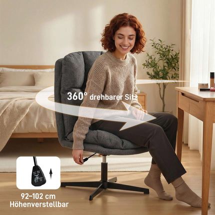 Fauteuil lounge pivotant réglable, assise de 62 cm, gris foncé