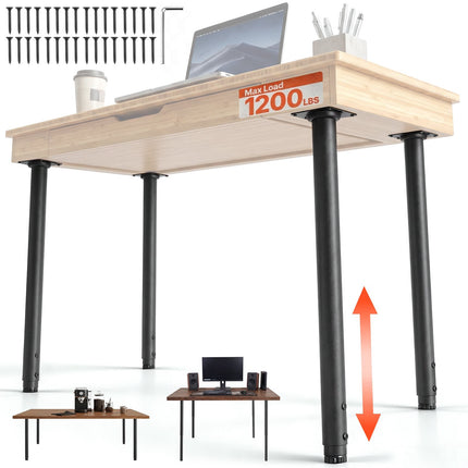 Adjustable Table Legs, 24-40 In Steel, 4-Pack Black