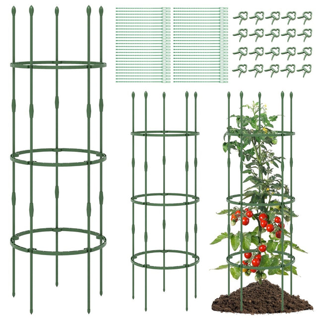 Ensemble de 3 tuteurs réglables pour plants de tomates - 154 cm