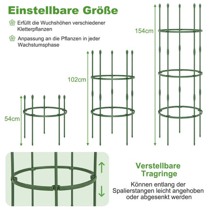 Verstellbares Tomatenpflanzen-Stützgerüst-Set – 154 cm, 3er-Pack