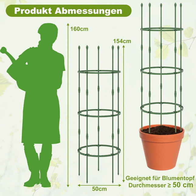 Ensemble de 3 tuteurs réglables pour plants de tomates - 154 cm