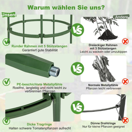 Verstellbares Tomatenpflanzen-Stützgerüst-Set – 154 cm, 3er-Pack