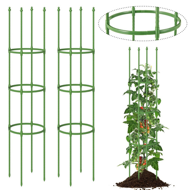 Ensemble de supports réglables pour plants de tomates - Lot de 2, en métal, 3 hauteurs