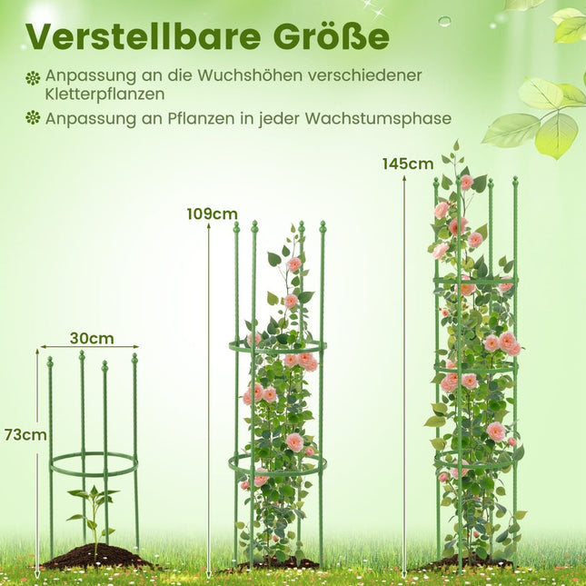 Ensemble de supports réglables pour plants de tomates - Lot de 2, en métal, 3 hauteurs