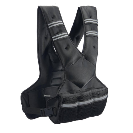 Adjustable Weighted Vest, 20-32 lb, 6 Iron Weights, Reflective Stripes