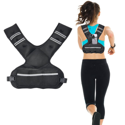 Adjustable Weighted Vest, 20-32 lb, 6 Iron Weights, Reflective Stripes