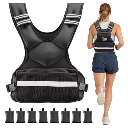 Adjustable Weighted Vest, 40 lb, 8 Removable Packs, Reflective