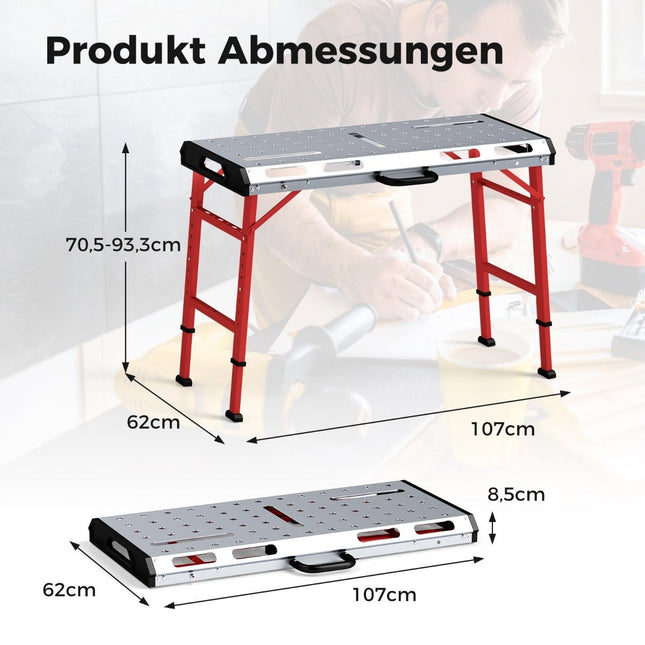 Table de soudage réglable, capacité de charge de 450 kg, conception pliable