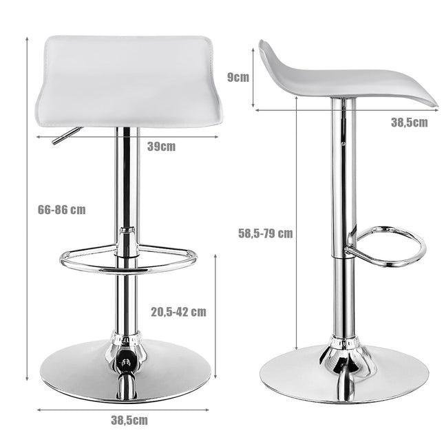 Ensemble de 2 tabourets de bar blancs réglables avec dossier et repose-pieds