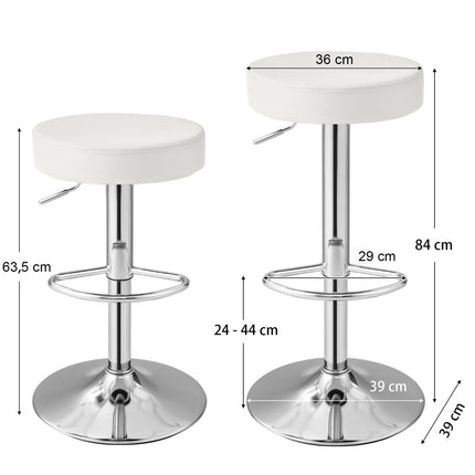 Tabourets de bar réglables en cuir PU blanc, lot de 2