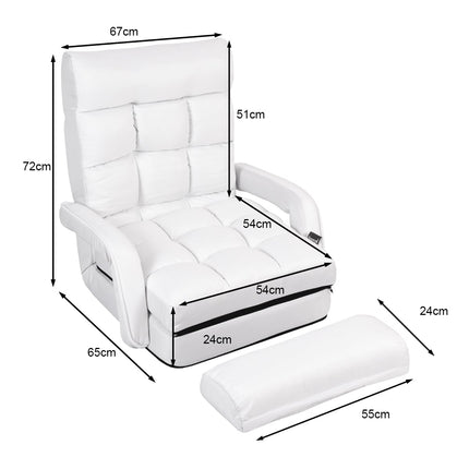 Canapé-lit blanc réglable avec accoudoirs et oreiller