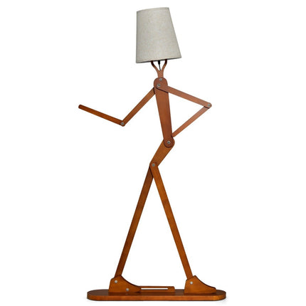 Lampadaire réglable en bois - 160 cm, abat-jour en tissu
