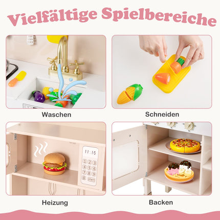 Verstellbare Spielküche aus Holz mit Lichtern und Geräuschen